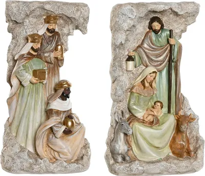 Image de Crèche de Noël Home ESPRIT Coloré Résine 19,5 x 11 x 31,5 cm (2 pièces)
