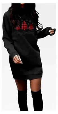 Produktbild von Weihnachtskleider für Damen im Freizeitstil, elegantes Retro-Partykleid, festliche Kleider für Frauen, Vintage-Pulloverkleid mit langen Ärmeln, Muster-Cocktailkleid