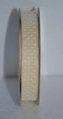Organza-Band mit Tupfen, 10 mm x 50 m, Elfenbein