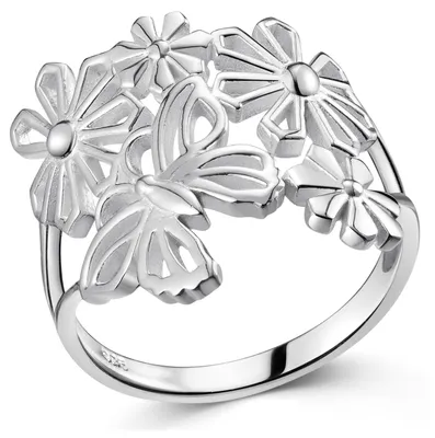 Produktbild von MATERIA by Matthias Wagner Schmetterling Ring Silber 925 Damenring Blumen filigran in 6 Größen SR-20