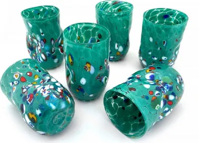 Produktbild von Casa Padrino Luxus Murano Kristallglas Wasserglas 6er Set Grün Ø 8 x H. 12 cm -  Italy