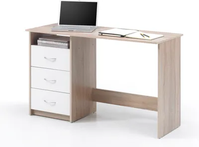Produktbild von ADRIA Schreibtisch mit 3 Schubkästen sowie einem offenen Fach - Eiche Sonoma Nachbildung / Schubkästen Weiss Nachbildung - BHT ca. 120 / 76 / 50 cm
