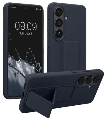 Produktbild von kwmobile Handyhülle für Samsung Galaxy S26 Hülle - TPU Silikon Case mit Fingerhalter und Stand - Schutzhülle Cover in Heidelbeerblau