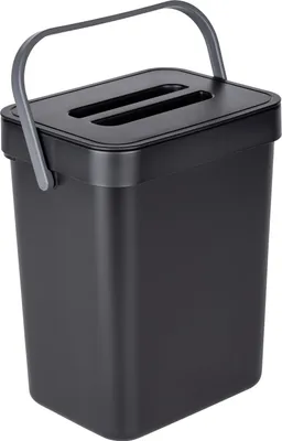 Productafbeelding van WENKO afvalemmer, prullenbak, afvalcontainer voor badkamer, toilet, keuken, 5 liter, zwart, Tago BO