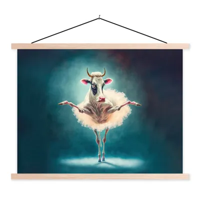 Produktbild von MuchoWow® Textilposter Kuh - Rock - Ballett - Tiere - Porträt - Kinder 120x90 cm mit holzfarbenen Rahmen - Magnetisch
