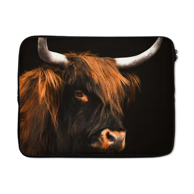 Produktbild von MuchoWow® Laptop Hülle 15 Zoll Schottischer Highlander - Fell - Schwarz Laptoptasche - Laptoptasche - Sleeve - Rundum-Schutz
