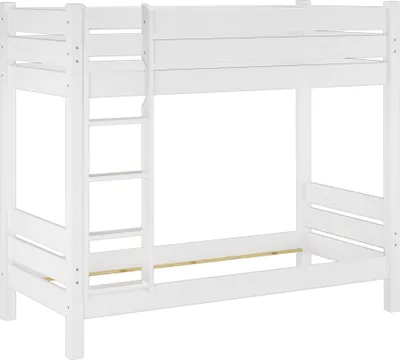 A white bunk bed against a white background.