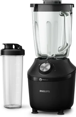 Produktbild von Philips Standmixer 3000 Series, Glasbehälter, 2 Geschwindigkeiten, 1.25 L, 600 W, Schwarz (HR2291/41)