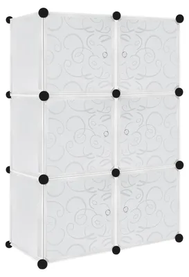 Productafbeelding van QEENTOE Opbergrek voor kledingkast, met kledingstang, geschikt voor het opbergen van kleding, schoenen en boeken, 6 vakken, wit