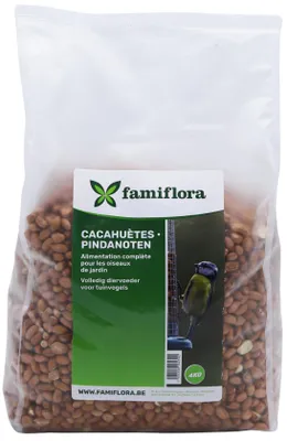 Produktbild von Famiflora Beutel mit Erdnüssen für Gartenvögel - 4KG - Vogelfutter - Winterfutter für Vögel - Natürlich - Hochenergetisch