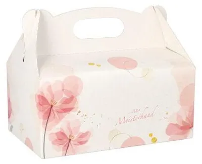 Produktbild von Papstar Gebäck-Kartons, Pappe eckig 20 cm x 13 cm x 9 cm rosé mit Tragegriff, 10 x 20 Stück