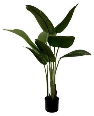 Produktbild von Künstliche Strelitzia Pflanze, 110 cm hoch, mit naturgetreuen grünen Blättern