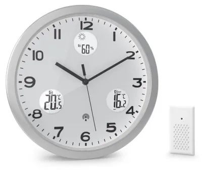 Image de Mebus 13150 - Horloge murale "Funkuhr", 30 cm, aluminium