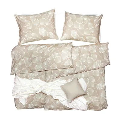Obrázek produktu pro SCANquilt povlečení SATÉN DESIGN siluete béžovosmetanová 100% dlouhovlákná česaná bavlna 140 x 200/70 x 90 cm