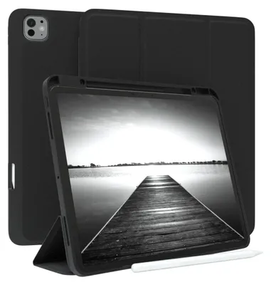 Produktbild von EAZY CASE Smartcase mit Stifthalter für Apple iPad Pro 13 (2024) Hülle mit Stifthalterung, Tablet Cover aufstellbar  13 Zoll in Schwarz