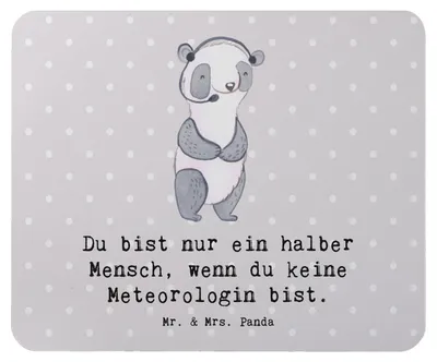 Produktbild von Mr. & Mrs. Panda Mauspad Meteorologin Herz - Grau Pastell - Geschenk, Mousepad, pc, computer, laptop, Mouse Pad