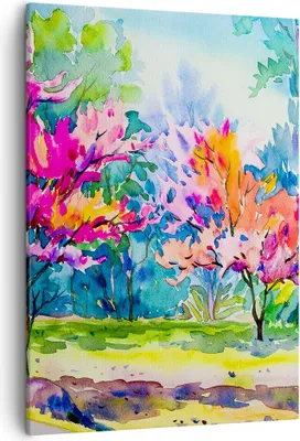 Produktbild von Bild auf Leinwand - Leinwandbild - Einteilig - Bäume Mehrfarbig Natur Frühling - 50x70cm - Wand Bild - Wandbilder - Leinwanddruck - Wanddekoration - Leinwand bilder - Wandbild - PA50x70-2941