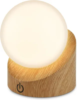 Image de Briloner Sora Mini lampe de table LED sans fil IP54, à intensité variable, tactile, sans fil, protection contre les éclaboussures et la poussière, couleur bois, 10 x 8 x 9 cm