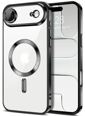 Image de Coque souple transparente pour iPhone Air, protection de l'appareil photo, compatible avec MagSafe, coque de téléphone en TPU électroplaqué, noir