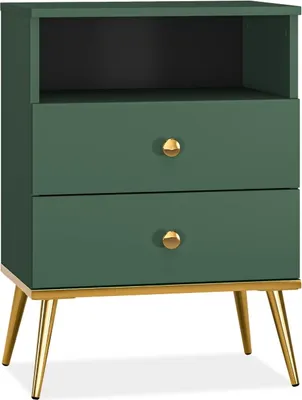 Obrázok produktu pre KONSIMO Nočný stolík "ARICIA", zelený, drevo, elegantný, 50x70x34cm