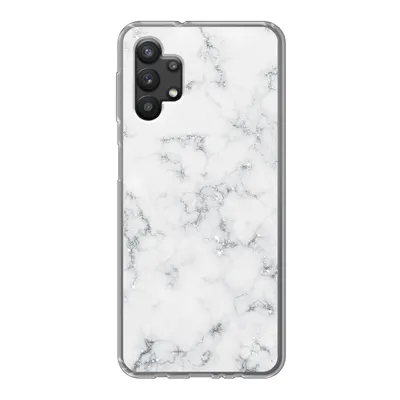 Produktbild von MuchoWow® Handyhülle Schutzhülle Hülle für Samsung Galaxy A32 5G Marmor - Weiß - Silber - Glitter - Marmoroptik - Chic Silikon Softcase Handy Hülle - Softcase