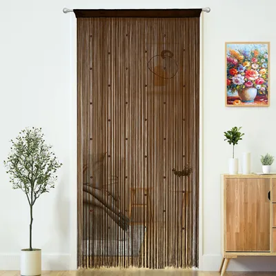 Obrázok produktu pre Nitkový záves 100 x 200 cm, tmavohnedá, polyester, pre dvere