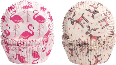 Produktbild von Demmler Backförmchen Set 2er Flamingo+Elch - Muffinförmchen Sets mit verschiedenen Motiven aus Papier