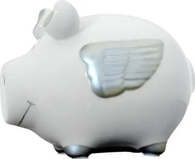 Produktbild von KCG Kleinschwein Engelschwein silber - Sparschwein Spardose Markensparschwein Sparbüchse