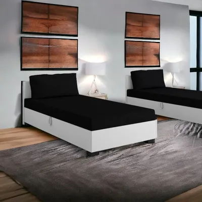 Produktbild von Gepolstertes Einzelbett 120x195 SARAH 2 - schwarz/weiß