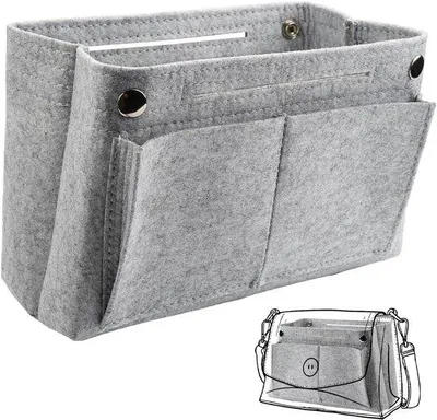 Produktbild von Famanu Handtaschenorganizer aus Filz - Tascheinsatz mit mehreren Fächern - 25 x 10 x 15 cm - grau
