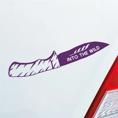 Produktbild von Auto Aufkleber Klappmesser Messer Knife Jagd Hunting Wild Wald Car 19x3 cm Lila Sticker Heckscheibenaufkleber