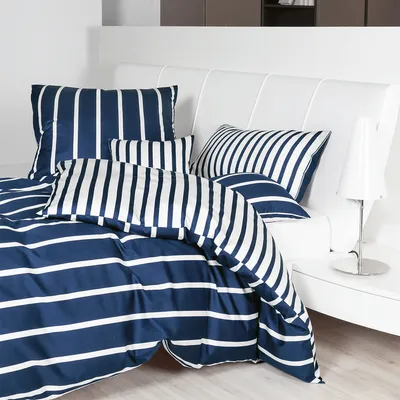 Produktbild von Janine Mako-Satin Bettwäsche modern classic Kissenbezug einzeln 70x90 cm nachtschattenblau