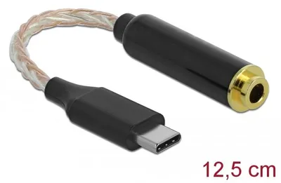 Produktbild von DeLOCK 66302, Schwarz, USB C, 0,125 m, Männlich, Weiblich, Polybag