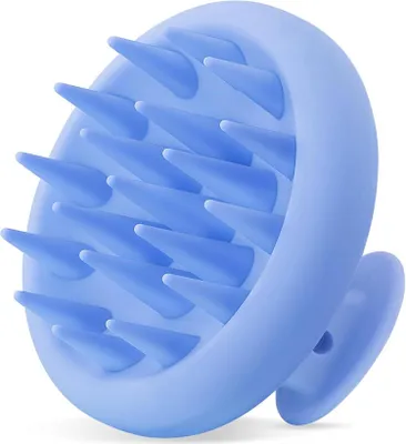Image de HEETA Brosse de massage du cuir chevelu Silicone Poils souples Brosse à shampooing Bleu