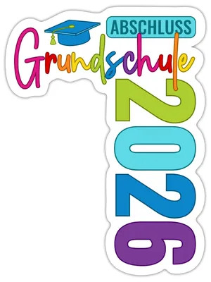 Produktbild von Spreadshirt Abschluss Grundschule 2026 Bunt Und Fröhlich Sticker Aufkleber, 10 x 10 cm, Mattweiß