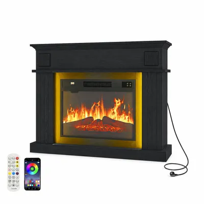 Produktbild von Elektrokamin 2000W Elektrischer Kamin bis 30 m², mit 3D-Flammeneffekt, 24-Farben-LED Dekokamin, 100 x 26 x 80 cm, Schwarz, KI-generiertes Bild