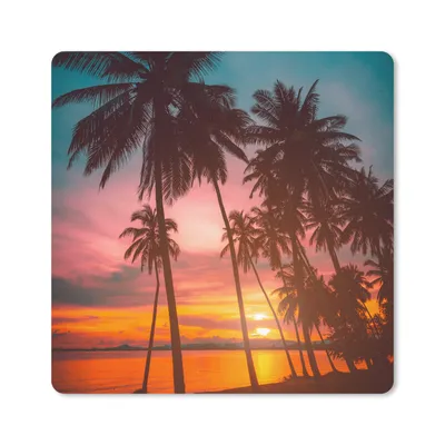 Produktbild von MuchoWow® Mauspad Mousepad Meer - Palme - Sonnenuntergang - Strand - Silhouette 20x20 cm - Mousepads - Maus Mat - Pad - Mausunterlage - Desk Mat - Bureauartikeln