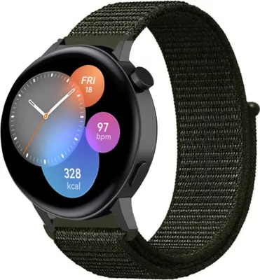 Produktbild von Strap-it Huawei GT 3 42mm Nylon Armband (Dunkelgrün)