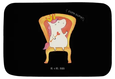 Produktbild von Mr. & Mrs. Panda Badezimmerteppich Einhorn König - Schwarz - Geschenk, Badematte, Präsident, Badteppich, Krone, Unicorn, Duschvorleger, Prinzessin, Badezimmer Matte