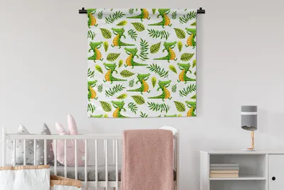 Produktbild von MuchoWow® Wandteppich Wandbehang Krokodil - Dschungel - Kinder 90x90 cm Tapisserie Dekoration Wandtuch - Wandaufhänger