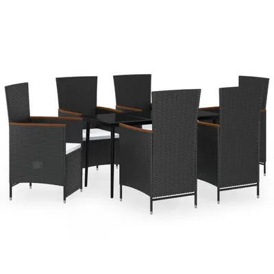 Image de vidaXL Ensemble de jardin 7 pièces avec coussins Noir