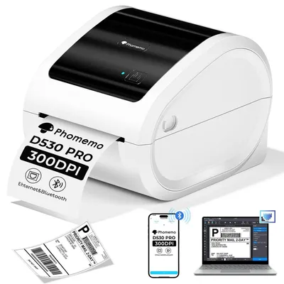 Immagine prodotto di Stampante termica - Etichette di spedizione - 25,4 a 117 mm - Ethernet, Bluetooth e USB - Bianca