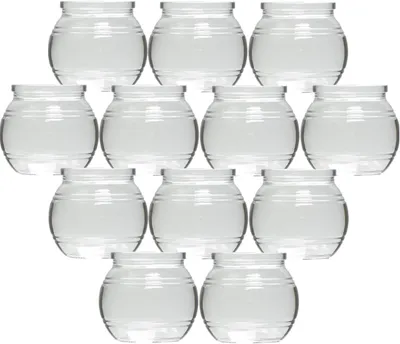 Productafbeelding van Set van 12 bolvormige theelichtglazen - theelichthouders 8 x 7 cm - windlicht bolvormig voor tuin, terras