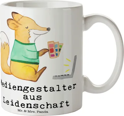 Produktbild von Mr. & Mrs. Panda Teetasse Mediengestalter Leidenschaft - Weiß - Geschenk, Pott, Designer, Spruch, Tasse, kaffeebecher bedruckt, Kakaotasse, Grafikdesigner, Witzig
