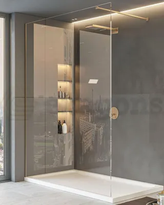 Immagine prodotto di Walk in parete doccia fissa 140 cm vetro trasparente 8 mm H 200 cm oro