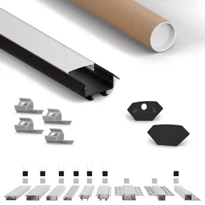 Produktbild von LED-Eckprofil ER4520 2 m Schwarz für LED-Streifen bis 18 mm inkl. milchiger Abdeckung