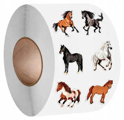 Image de EDIBAZZAR | Autocollants, 500 pièces par rouleau, chevaux autocollants