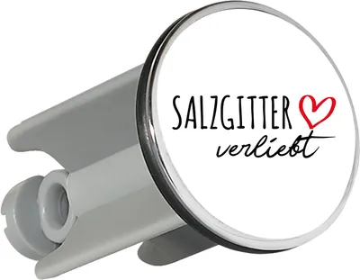 Produktbild von Huuraa Waschbeckenstöpsel Salzgitter verliebt 4cm höhenverstellbar Abflussstopfen Geschenkidee