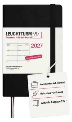 Zdjęcie produktu dla Kalendarz tygodniowy Mini A7, czarny, 2027