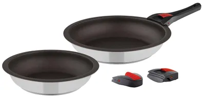 5-teiliges Pannenset mit 2 Pfannen (20 & 24 cm), Antihaftbeschichtung, Induktion